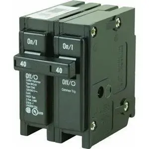 Eaton BR240 Circuit Breaker, Mini, Type BR, 40 A, 2 -Pole, 120/240 V, Plug Mounting Black