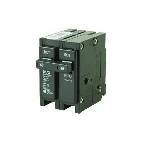 Circuit Breaker, Mini, Type BR, 40 A, 2 -Pole, 120/240 V, Plug Mounting Black