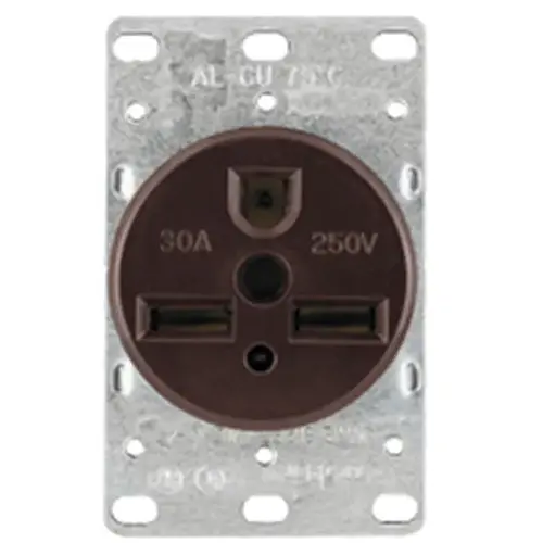 Power Receptacle, 2 -Pole, 250 V, 30 A, NEMA: NEMA 6-30R, Brown Power Receptacle, 2 -Pole, 250 V, 30 A, NEMA: NEMA 6-30R, Brown