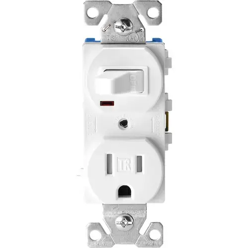 Toggle Switch & Receptacle Tamper Resistant 15-Amp (NEMA 5-15R) - White Toggle Switch & Receptacle Tamper Resistant 15-Amp (NEMA 5-15R) - White
