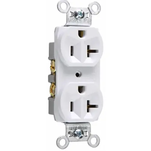 Duplex Receptacle, 2 -Pole, 20 A, 125 V, Side Wiring, NEMA: 5-20R, White
