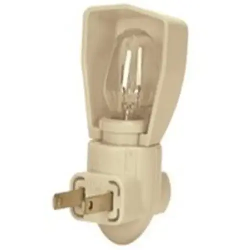 Night Light, 15 A, 125 V, 4 W, Incandescent Lamp, Ivory Light, Plastic Fixture