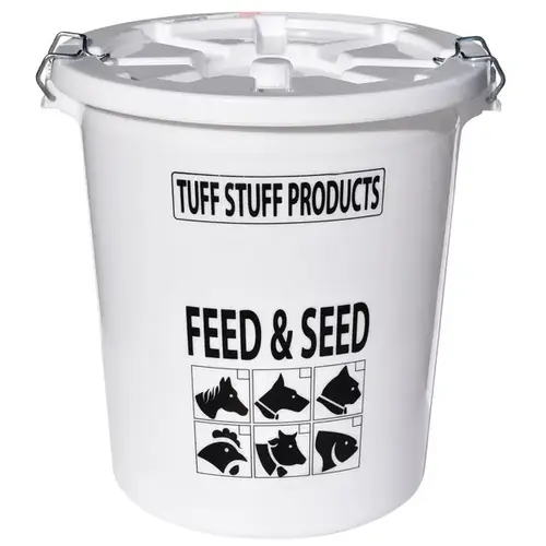 Plastic Feed & Seed Storage Pail 12-Gallons/50-lbs White Plastic Feed & Seed Storage Pail 12-Gallons/50-lbs White