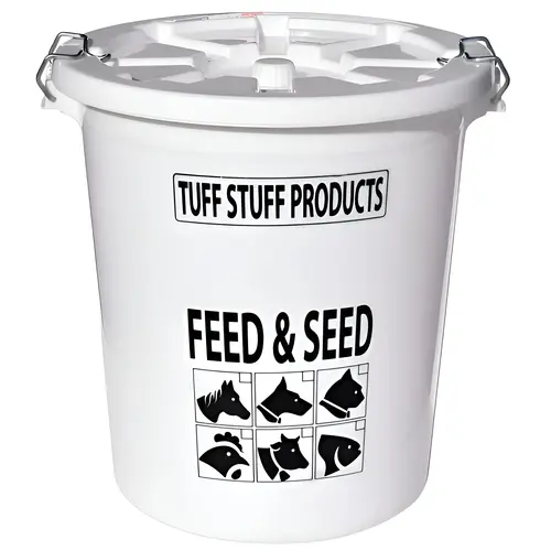 Plastic Feed & Seed Storage Pail 26.5-Gallons/130-Lbs White