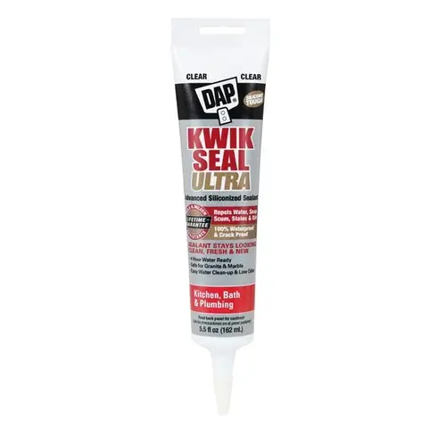 KWIK SEAL ULTRA Siliconized Sealant, Clear, 0 to 170 deg F, 5.5 oz Tube KWIK SEAL ULTRA Siliconized Sealant, Clear, 0 to 170 deg F, 5.5 oz Tube