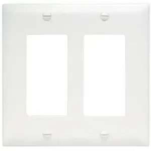 Eaton 2152W-BOX Wallplate, 4-1/2 in L, 4.56 in W, 2 -Gang, Thermoset, White, High-Gloss