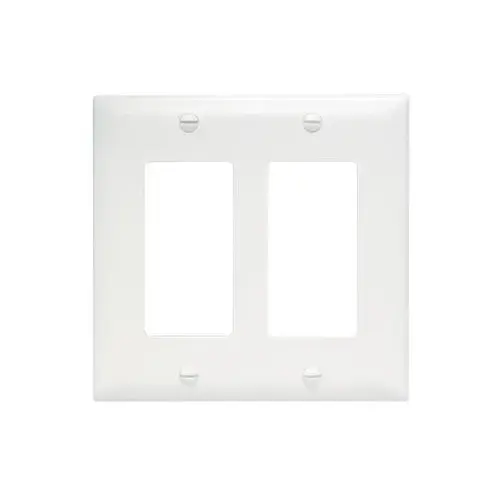 Wallplate, 4-1/2 in L, 4.56 in W, 2 -Gang, Thermoset, White, High-Gloss