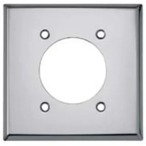 Power Outlet Wallplate, 4-1/2 in L, 4-9/16 in W, 2 -Gang, Chrome, Silver, Chrome Power Outlet Wallplate, 4-1/2 in L, 4-9/16 in W, 2 -Gang, Chrome, Silver, Chrome