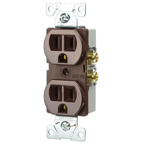 Duplex Receptacle, 2 -Pole, 15 A, 125 V, Push-in, Side Wiring, NEMA: 5-15R, Brown - pack of 10 Duplex Receptacle, 2 -Pole, 15 A, 125 V, Push-in, Side Wiring, NEMA: 5-15R, Brown - pack of 10