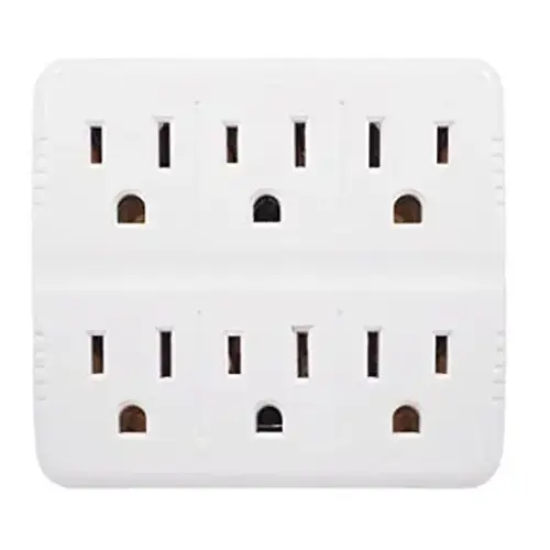 Adapter 6-Outlet 15-Amp Grounding (NEMA 5-15) - White