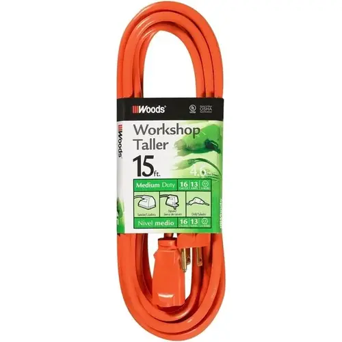 15ft 16/3 Heavy Duty Orange Extension Cord