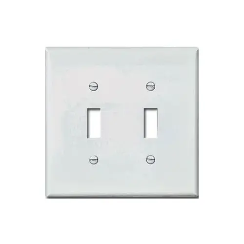 Toggle Switch Dual Wall Cover Plate 2-Gang Thermoset - White Toggle Switch Dual Wall Cover Plate 2-Gang Thermoset - White