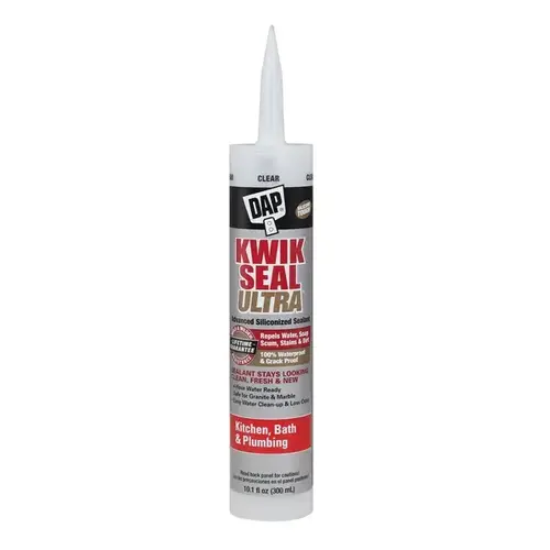 KWIK SEAL ULTRA Siliconized Sealant, Clear, 0 to 170 deg F, 10.1 oz Cartridge - pack of 12 KWIK SEAL ULTRA Siliconized Sealant, Clear, 0 to 170 deg F, 10.1 oz Cartridge - pack of 12