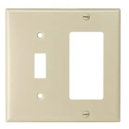 Combination Wallplate, 4-1/2 in L, 4-9/16 in W, 2 -Gang, Thermoset, Ivory - pack of 10 Combination Wallplate, 4-1/2 in L, 4-9/16 in W, 2 -Gang, Thermoset, Ivory - pack of 10