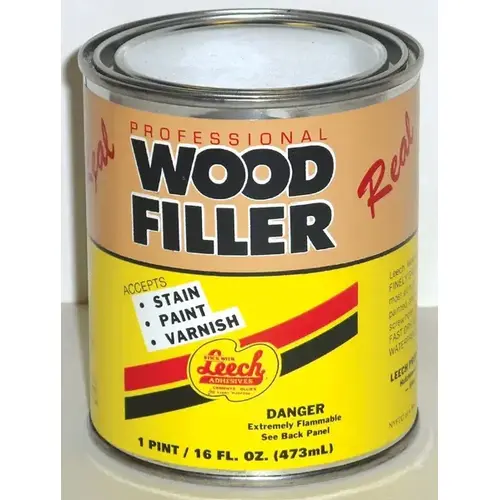 Wood Filler, Liquid, Solvent, Natural, 1 pt Can