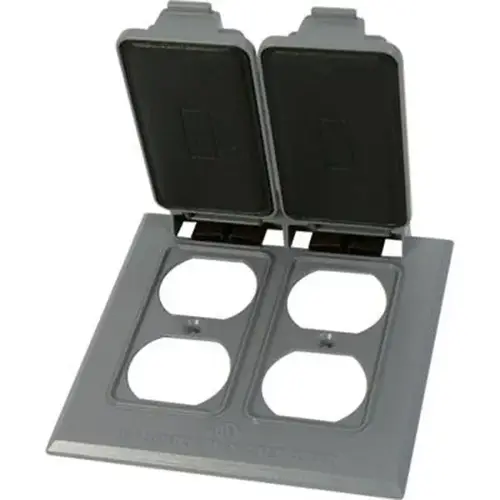 Outlet Box Cover 2-Gang 2-Duplex - Gray Outlet Box Cover 2-Gang 2-Duplex - Gray