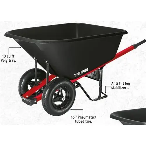 10 Cu. Ft. Poly Wheelbarrow with Steel Handles Black 10 Cu. Ft. Poly Wheelbarrow with Steel Handles Black