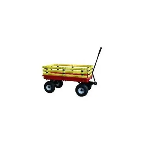 20X38 RED PLASTIC DECK WAGON 04818 4X10 TIRE, YELLOW RAILS