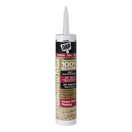 Silicone Max Kitchen and Bath Silicone Sealant, Clear, 10.1-oz.