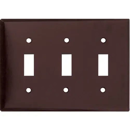 Wallplate, 4-1/2 in L, 6.37 in W, 3 -Gang, Thermoset, Brown, High-Gloss Wallplate, 4-1/2 in L, 6.37 in W, 3 -Gang, Thermoset, Brown, High-Gloss