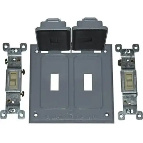 Switch Cover 2-Gang with 2 Single-Pole Switches - Gray Switch Cover 2-Gang with 2 Single-Pole Switches - Gray
