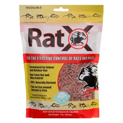 RatX Pellets - Rat & Mouse Bait 1-LB Resealable Bag Gray/Tan