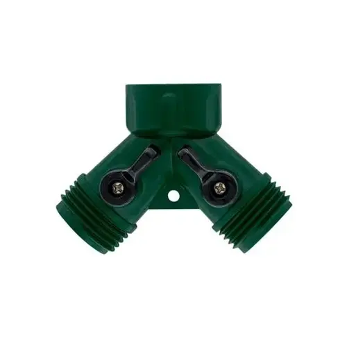 Y-Hose Connector with Shut Offs 3/4" Plastic Threaded Female/Male - pack of 15 Y-Hose Connector with Shut Offs 3/4" Plastic Threaded Female/Male - pack of 15