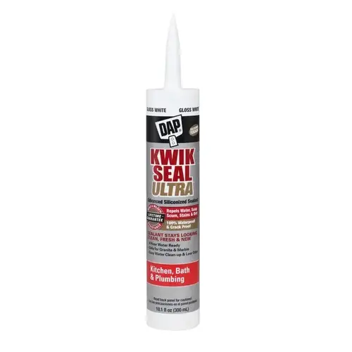 KWIK SEAL ULTRA Siliconized Sealant, White, 0 to 150 deg F, 10.1 oz Cartridge KWIK SEAL ULTRA Siliconized Sealant, White, 0 to 150 deg F, 10.1 oz Cartridge