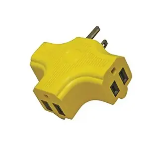 Voltec Power and Lighting 04-00087 Voltec 04-00087 3-Outlet Adapter - Yellow, Case of 25