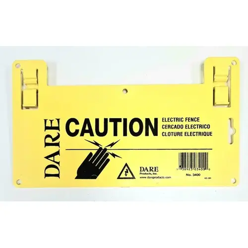 Electric Fence Warning Sign, Yellow, 5 1/2 x 9-In.