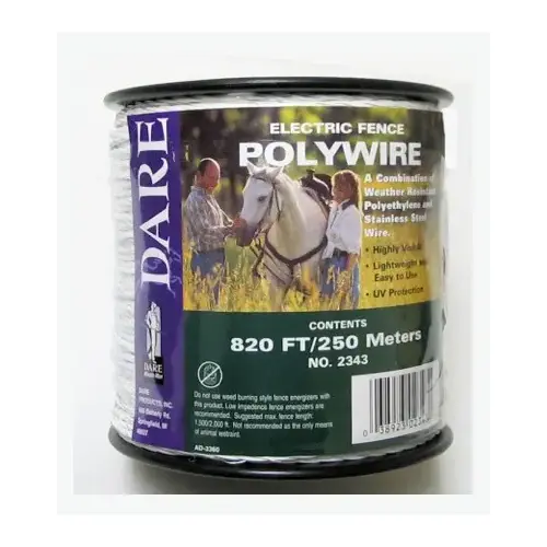 Electric Fence Wire, White Poly & 3-Wire Stainless Steel, 820 Ft. Spool Electric Fence Wire, White Poly & 3-Wire Stainless Steel, 820 Ft. Spool