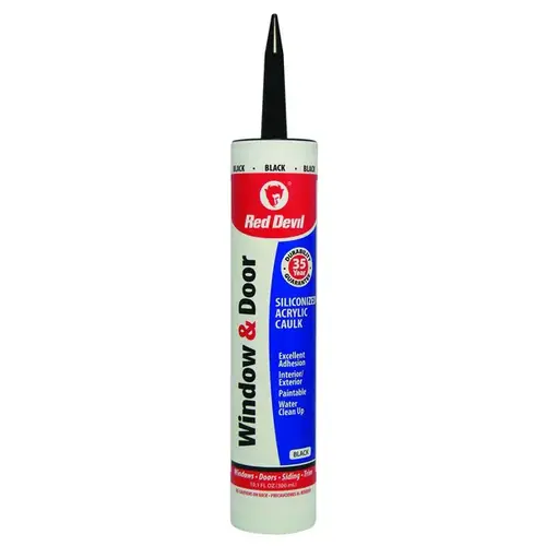 Siliconized Acrylic Caulk, Black, -20 to 180 deg F, 10.1 fl-oz Cartridge - pack of 12