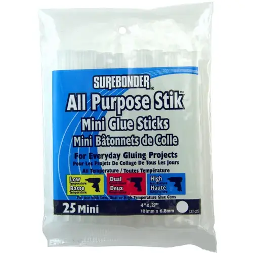 Mini Glue Sticks .27" D X 4" L All Purpose Clear Clear - pack of 5 Mini Glue Sticks .27" D X 4" L All Purpose Clear Clear - pack of 5