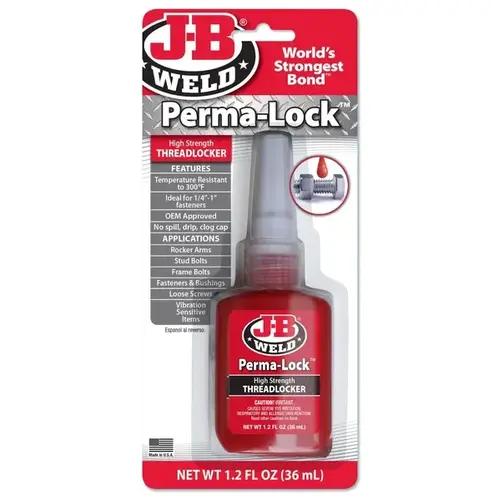 J-B Weld Perma-Lock Threadlocker, 36 mL, Red