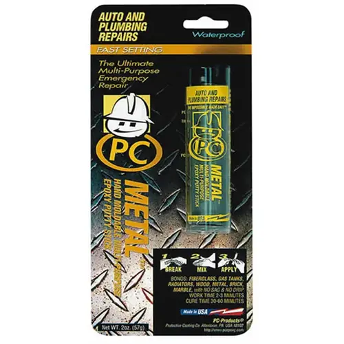 PC-METAL Epoxy Putty, Gray, Solid, 2 oz Cylinder