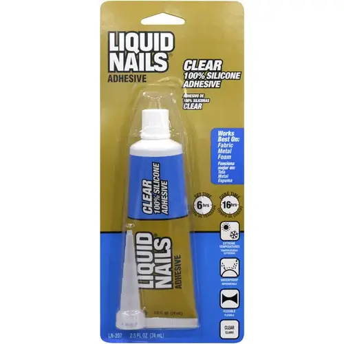 Silicone Adhesive, Liquid, Characteristic, Clear, 2.5 oz - pack of 6