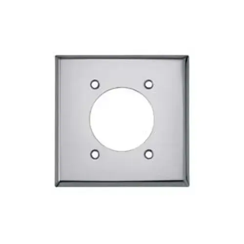 Power Outlet Wallplate, 4-1/2 in L, 4-9/16 in W, 2 -Gang, Chrome, Silver, Chrome Power Outlet Wallplate, 4-1/2 in L, 4-9/16 in W, 2 -Gang, Chrome, Silver, Chrome
