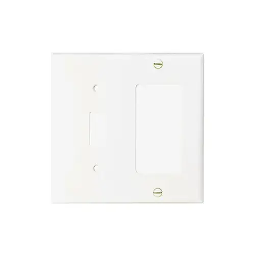 Combination Wallplate, 4-1/2 in L, 4-9/16 in W, 2 -Gang, Thermoset, White - pack of 10 Combination Wallplate, 4-1/2 in L, 4-9/16 in W, 2 -Gang, Thermoset, White - pack of 10