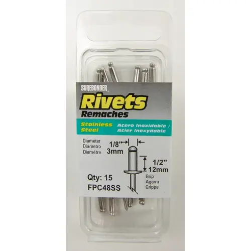 Long Stainless-Steel Rivets - pack of 15 Long Stainless-Steel Rivets - pack of 15
