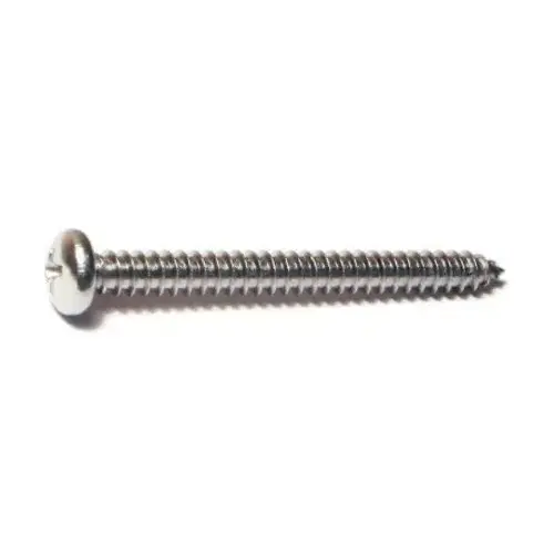 Screw, #10 Thread, Coarse Thread, Pan Head, Phillips Drive, Diamond, Self-Tapping Point, 100 PK Zinc Dichromate - pack of 100 Screw, #10 Thread, Coarse Thread, Pan Head, Phillips Drive, Diamond, Self-Tapping Point, 100 PK Zinc Dichromate - pack of 100
