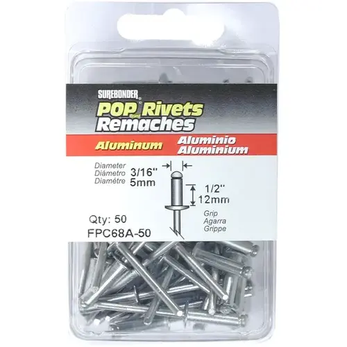Surebonder Aluminum POP Rivets 3/16" pack of 50 Surebonder Aluminum POP Rivets 3/16" pack of 50