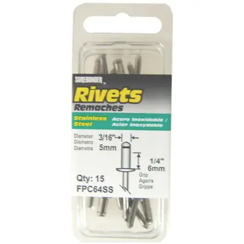 Medium Stainless-Steel Rivets - pack of 15 Medium Stainless-Steel Rivets - pack of 15