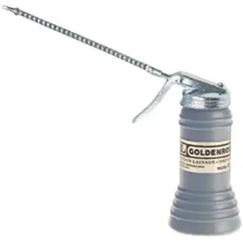 Goldenrod Pistol Pump Oiler, 6 oz Capacity, Flexible Spout, Plastic, Gray