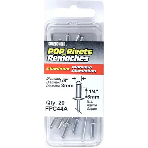 Aluminum Rivet, Medium, 1/8-In. Dia - pack of 20 Aluminum Rivet, Medium, 1/8-In. Dia - pack of 20