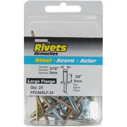 Steel Medium-Large Snowmobile Rivets - pack of 25 Steel Medium-Large Snowmobile Rivets - pack of 25
