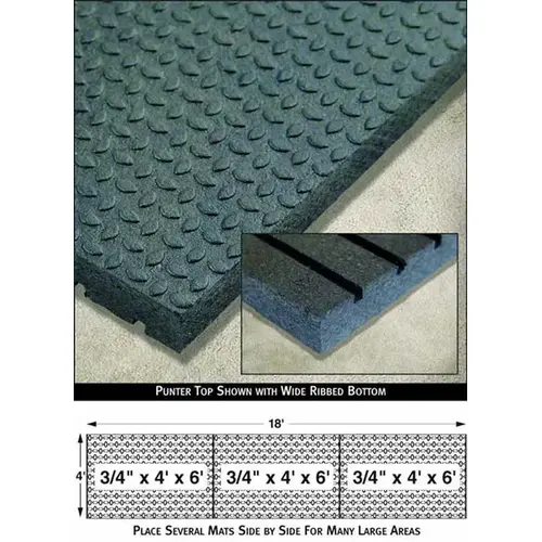 Heavy Rubber Stall Mat 4' x 6' x 3/4" (Punter Pattern) - pack of 25