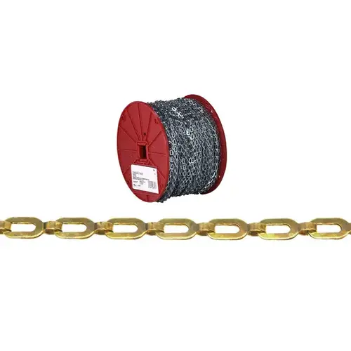 Plumbers Chain, 1/0, 200 ft L, 35 lb Working Load, Brass, Bright Gold