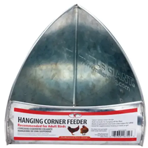 Hanging Corner Feeder 32 oz For Poultry Silver Hanging Corner Feeder 32 oz For Poultry Silver
