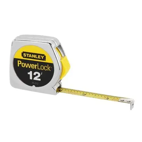 Tape Measure, 12 ft L Blade, 3/4 in W Blade, Steel Blade, Metal Case, Chrome Case Tape Measure, 12 ft L Blade, 3/4 in W Blade, Steel Blade, Metal Case, Chrome Case