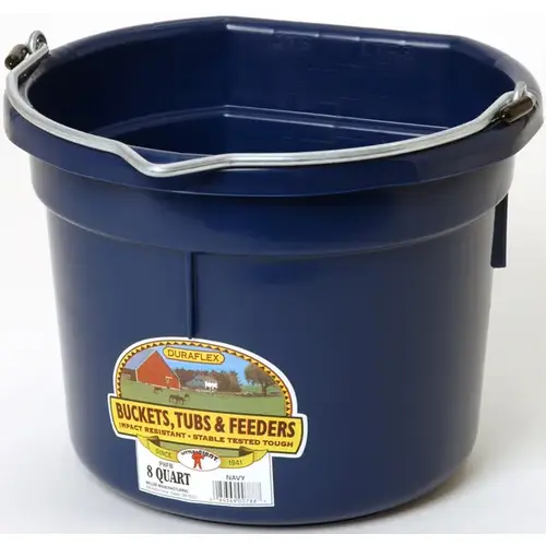 Plastic Flat Back Bucket 8 Qt - Navy Plastic Flat Back Bucket 8 Qt - Navy